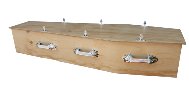 Plywood Bare Wood Bleached Calico Lining Coffin Package