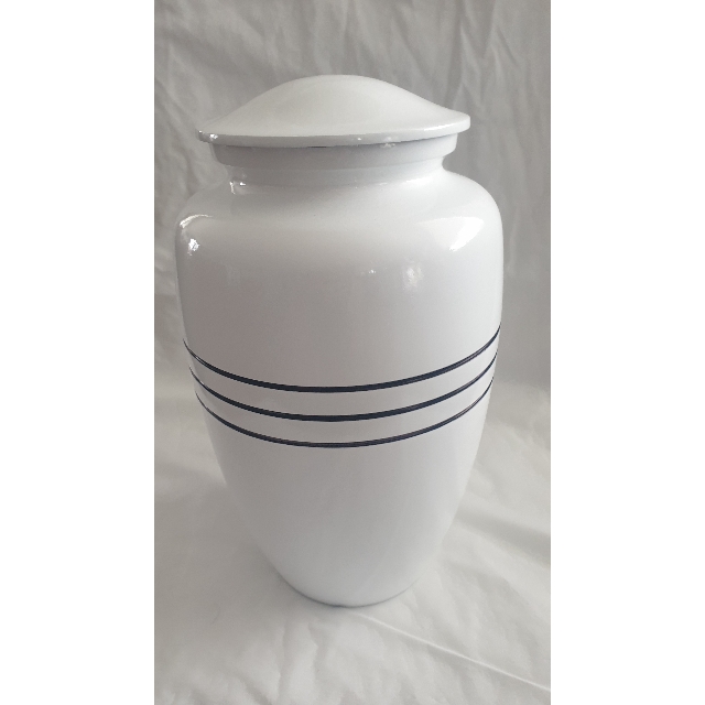 Ceramic Adult Urn - White with 3 Stripes