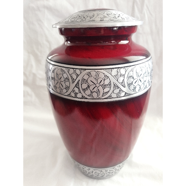 Ceramic Adult Urn - Red with Shoulder Etching